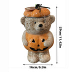 Spooksy™ Halloween Pumpkin Teddy Bear Candy Jar, Festive Snack Storage Container Decorative Resin Ornament, Cute Display Candy Holder for Kitchen Table Party Halloween Home Decoration Gift