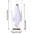 Spooksy™ Halloween Outdoor Hanging Ghost Halloween Hanging Ghost Decorations Battery Operated Swinging Ghost Prop Sheer Gauze Glowing Specter Swing Ornament for Yard Window Indoor Outdoor Display,Saffron
