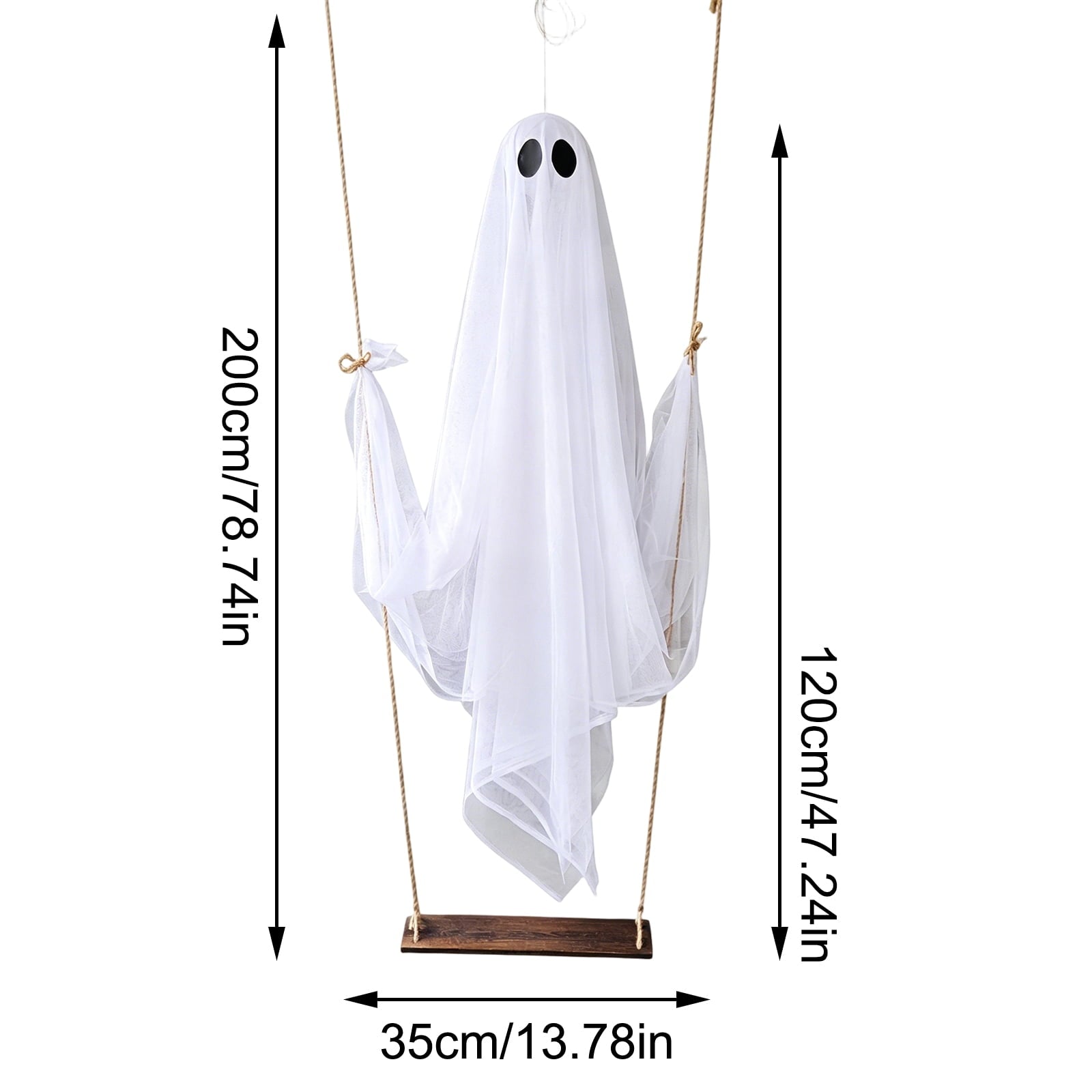 Spooksy™ Halloween Decorations Outdoor, Large Multicolor Swing Hanging Ghost Ornament Set of 3, Wind Sway Spooky Silhouette Decor for Yard Tree Porch Halloween Party Festival