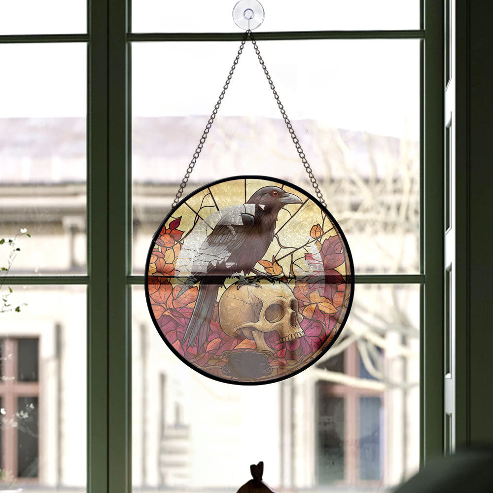 Spooksy™ Xmas Gift - Halloween Raven Crow Halloween Bird Crow Stained Glass Hanging Ornament - Christmas Tree Decor, Winter Holiday Gift for Family, Friends, Mom & Dad, Collectible 2025