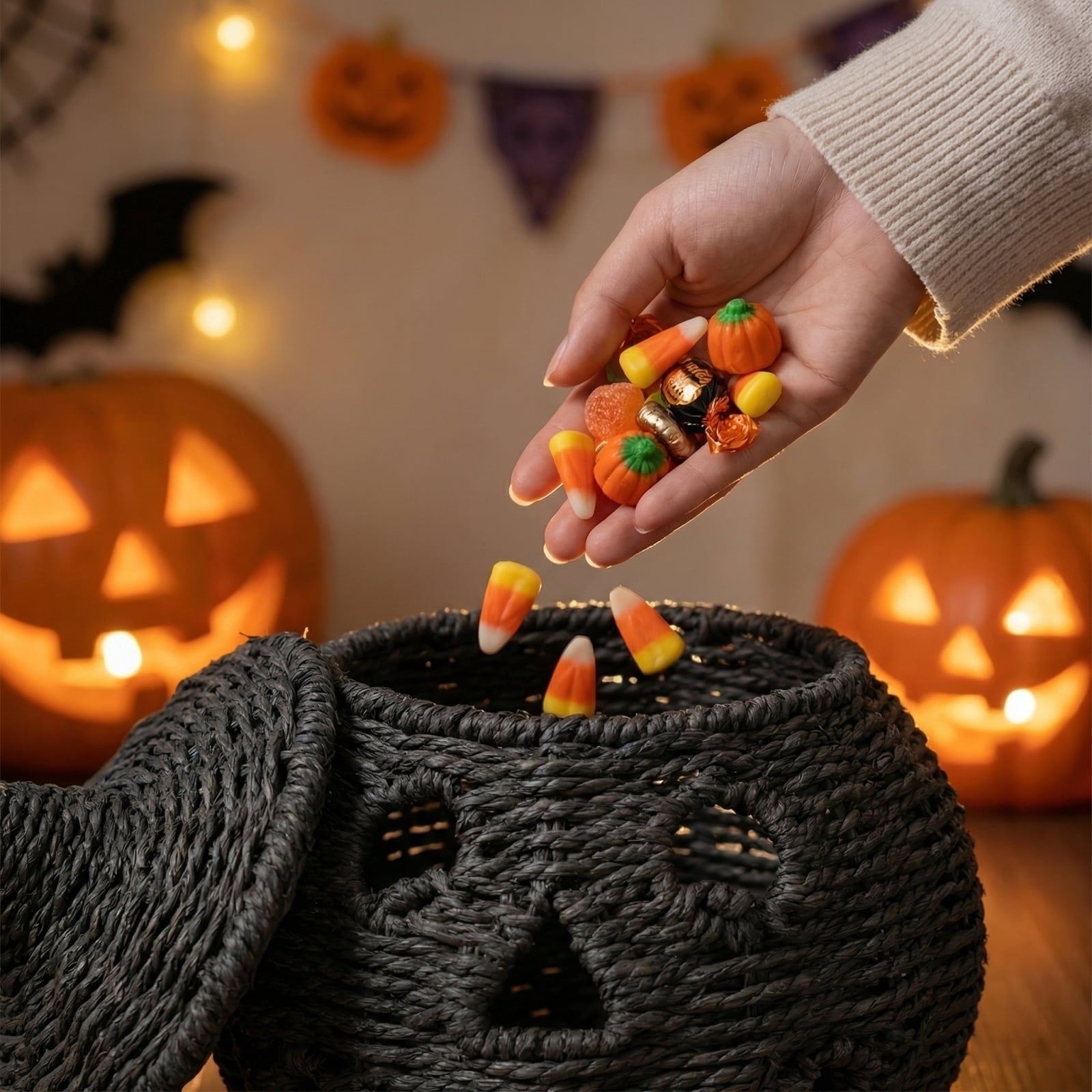 Spooksy™ Aximioll Halloween Spooky Seaweed Pumpkin Ornaments â?? Bold Shape with Eerie Shadows, Halloween Decorations for Holiday Parties & Trick or Treat Nights for Halloween Parties with spooky party setups