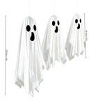 Spooksy™ OCCOA 3 Pack Hanging Ghost Decorations White Glitter Cloth Ghost Ornaments with Surprised Face for Halloween Indoor Outdoor Party Porch, White
