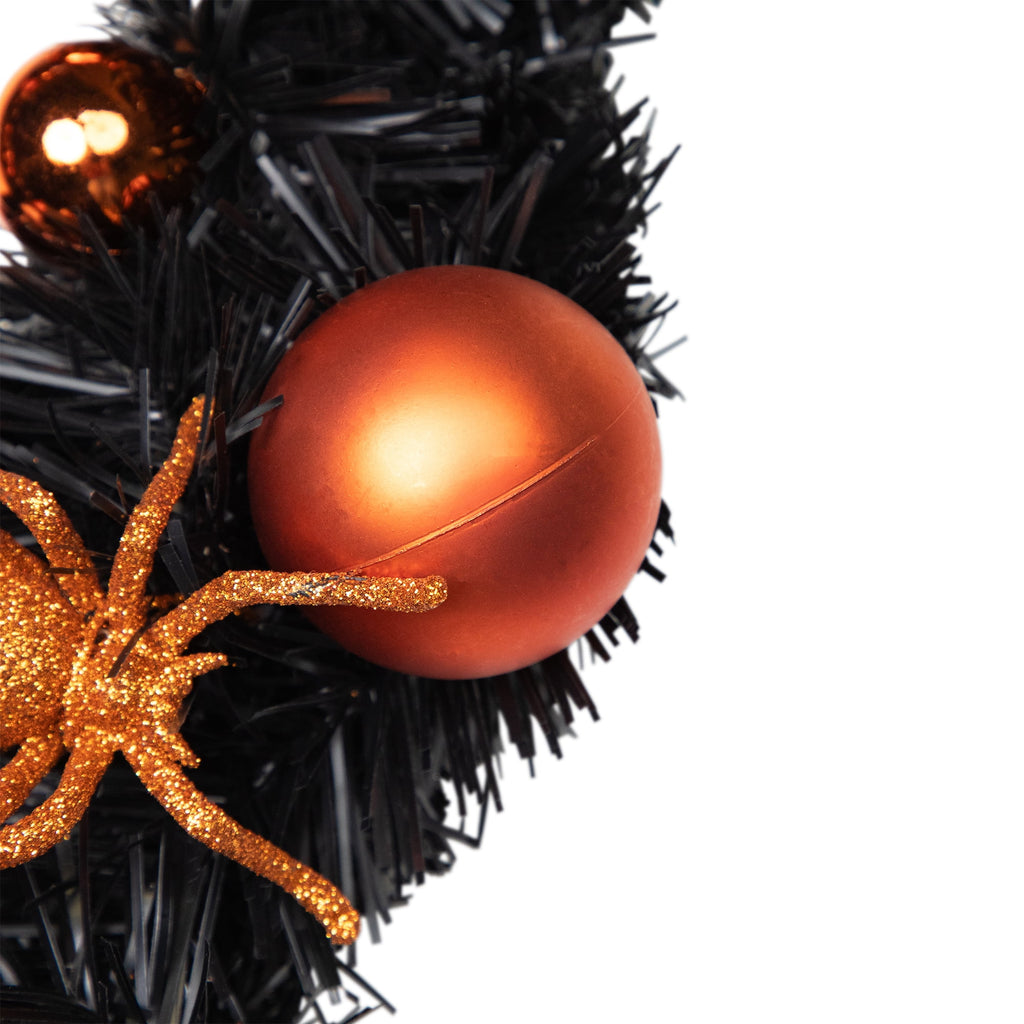 Spooksy™ Northlight Spiders and Ornaments Small Tinsel Halloween Wreath - 18" - Orange and Black - Unlit