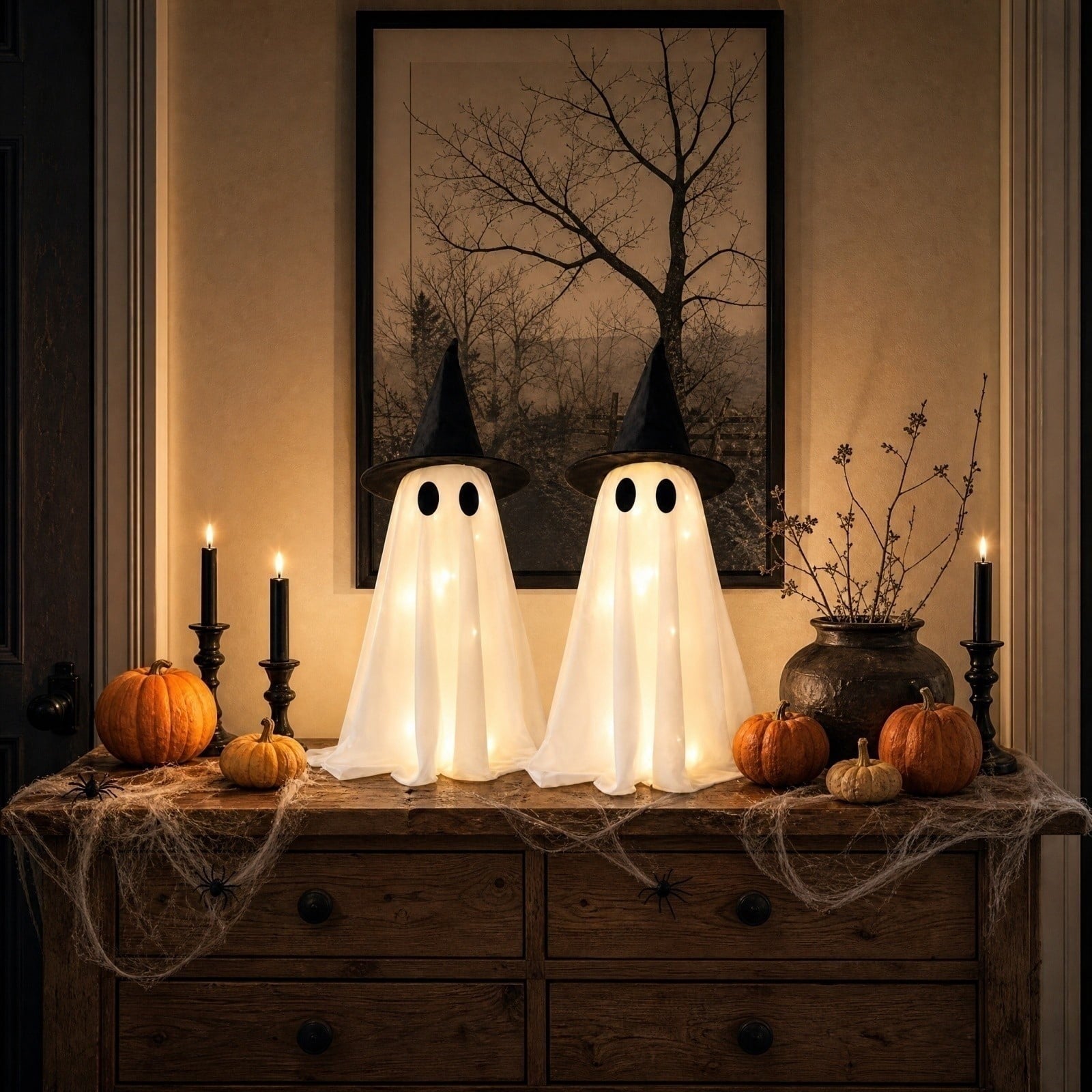 Spooksy™ KEVCHE Halloween Glowing Ghost Decoration ,Versatile Indoor Outdoor Ornament for House Party Supplies Display,Spooky Halloween Glowing Decoration for Seasonal Home Decor Gift