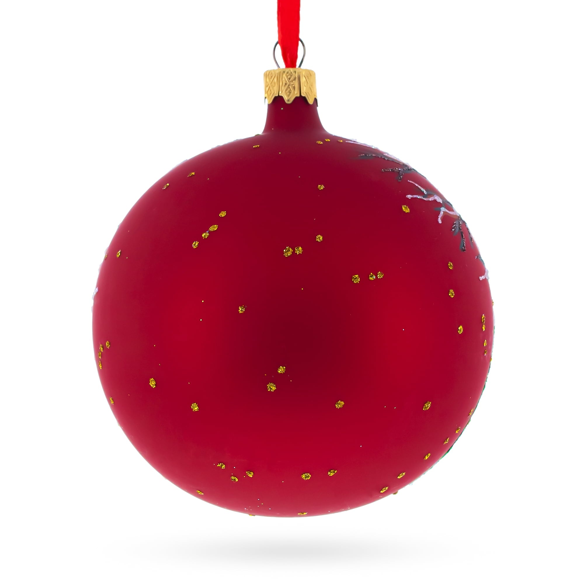 Spooksy™ Ghosts and Haunted House Glass Ball Halloween Ornament 4 Inches