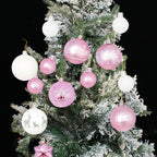 Spooksy™ Pink White Christmas Balls - Christmas Tree Decoration Ornaments Shatterproof Hanging Balls for Birthday Halloween Holiday Wedding Decorations Set of 44 pcs (1.1", 2.3")