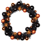 Spooksy™ Northlight Spiders and Ornaments Small Tinsel Halloween Wreath - 18" - Orange and Black - Unlit