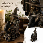 Spooksy™ Halloween Witch Statue, 7.87" Gothic Halloween Resin Figurine Retro Magician Decor Dark Fantasy Ornament Halloween Festival Collectible