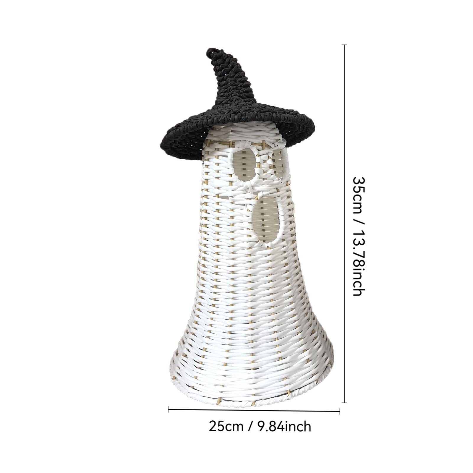 Spooksy™ White Ghost with Witch Hat, Ghost Ornaments Holiday Home Decor Halloween Tabletop Cute Ghost Figurines for Party Mantel Shelf Display Festive Celebrations