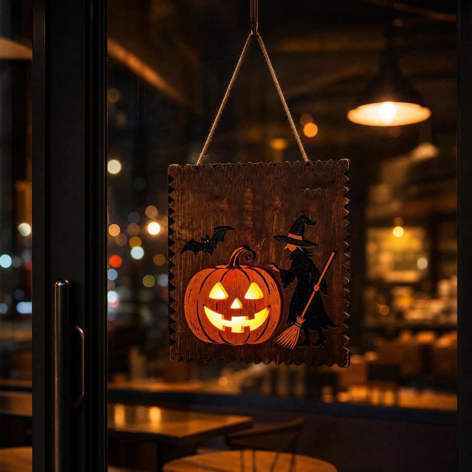 Spooksy™ FantasyFrolic Summerween Halloween Resin Pumpkin Hanging Ornament 3D Glowing Witch Bat Wall Decor Festive Home Party Atmosphere B