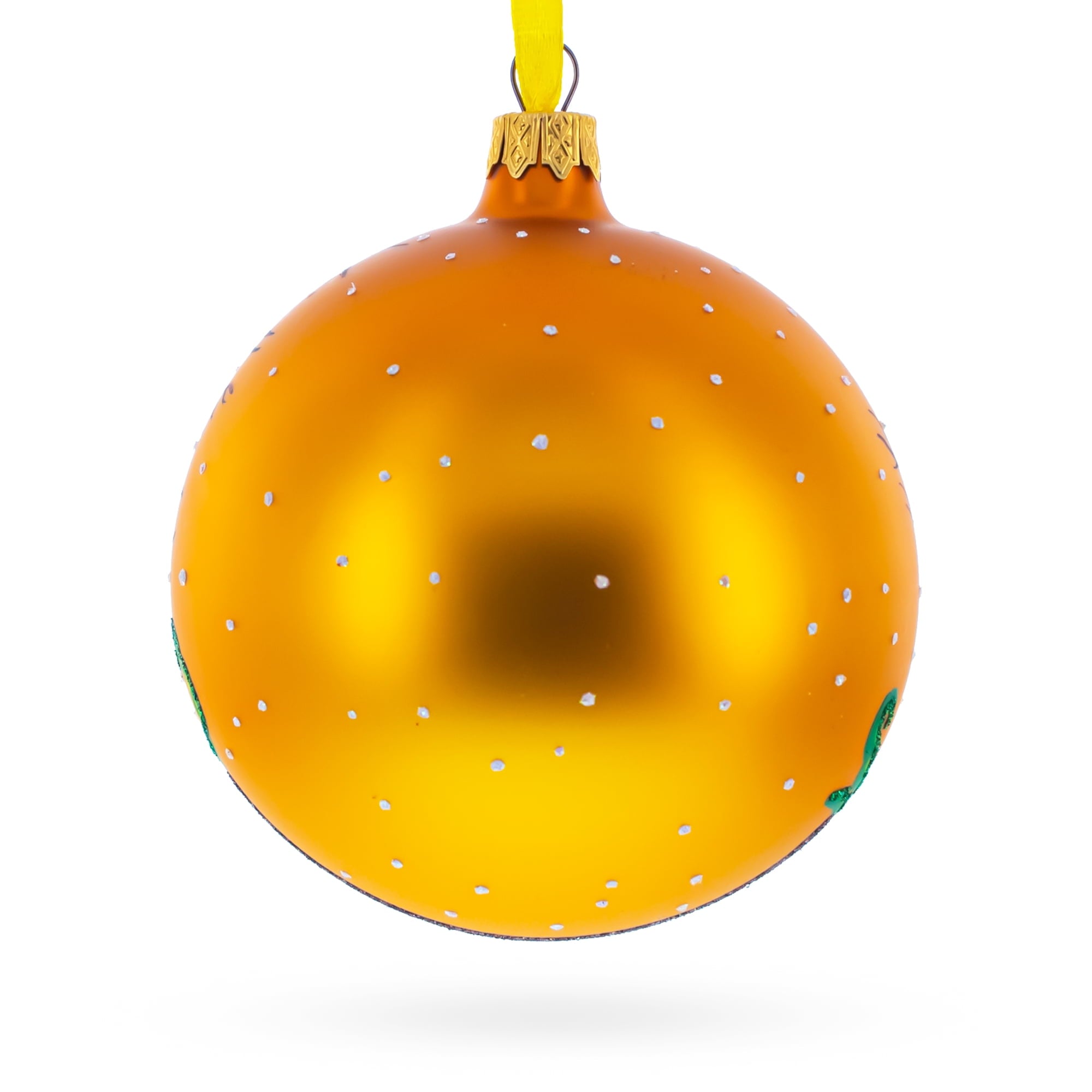 Spooksy™ Enchanting Witch Riding Pumpkin Glass Ball Halloween Ornament 4 Inches