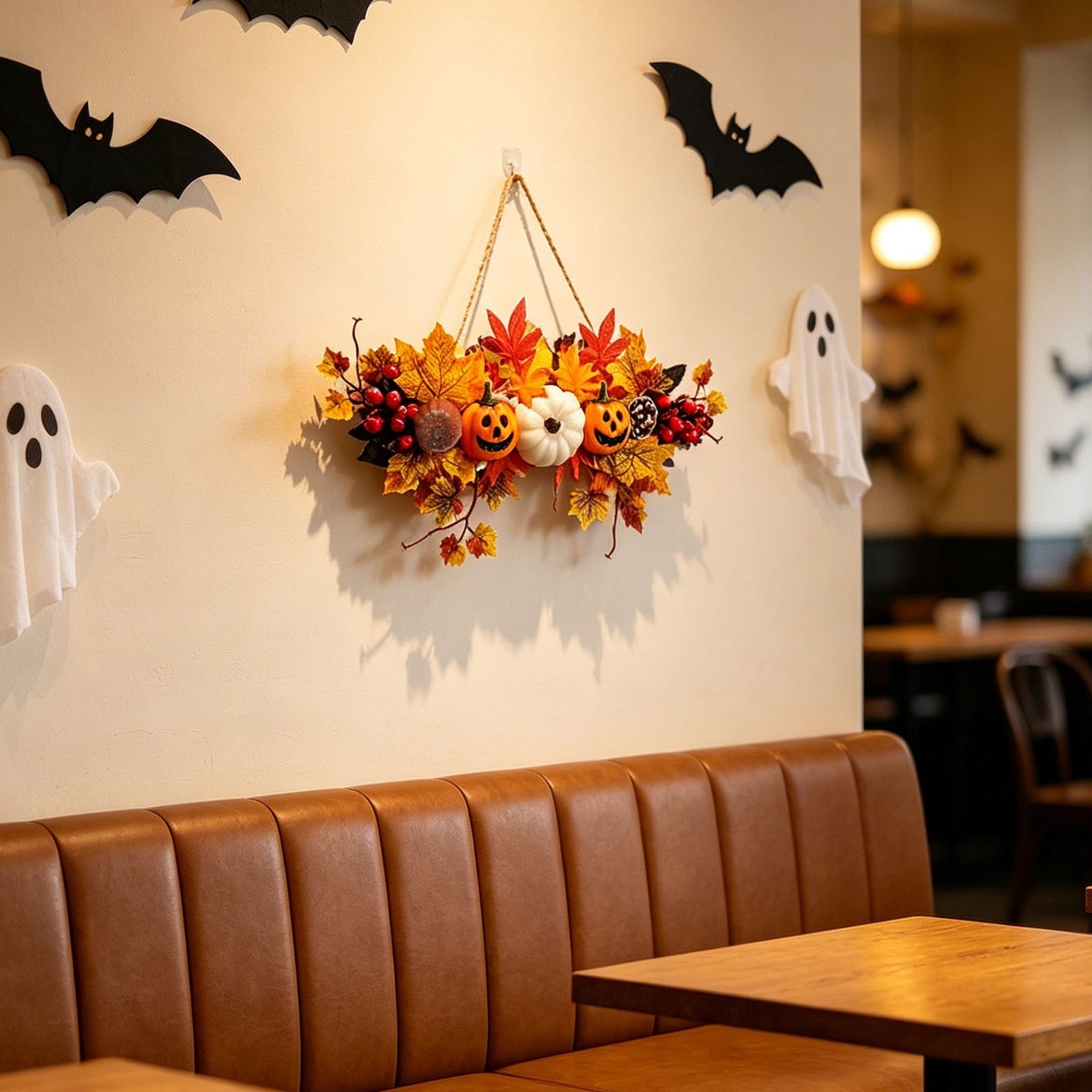 Spooksy™ Gaecuw Halloween Pumpkin Maple Leaf Hanging Decor Fall Festival Wall Ornament for Front Door Party Indoor Supplies
