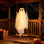 Spooksy™ Qwtwty Halloween Hanging Swinging Ghost Decor, Large Flying Ghost Halloween Ornaments with Witch Hat for Front Yard Patio Lawn Garden Party Decor