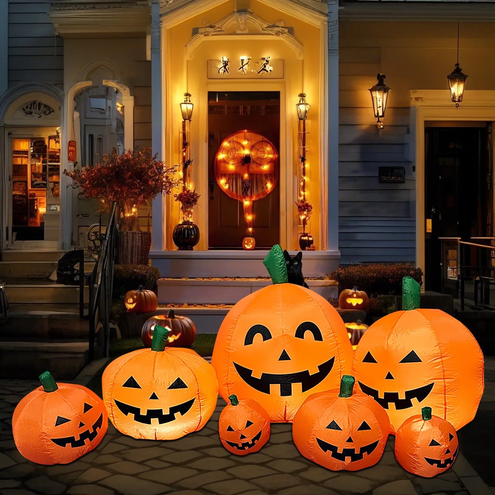 Spooksy™ YIKA Halloween Decoration Halloween Pumpkin Inflatable 2.2m 7 Pumpkin Ghost Halloween Decoration Halloween Ornaments