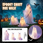 Spooksy™ Halloween Decorations, LED Lighted Ghost Walking Dog Statues, Spooky Halloween Indoor Decor for Home Tabletop Patio Garden Ornament (Ghost*1?? Ghost Dog*2)