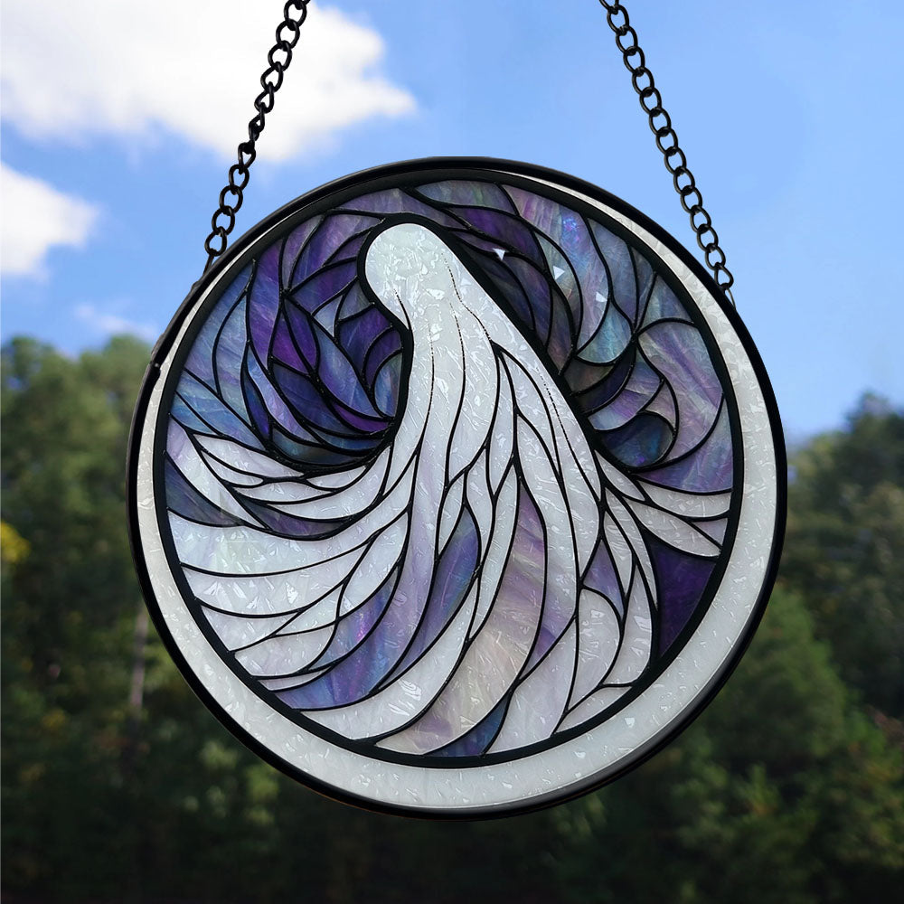 Spooksy™ Vintage Style Christmas Gift - Halloween Fantasy Ghost Spooky Blue Purples Stained Glass Hanging Ornament for Christmas - Sparkling Tree Decoration, Great Holiday Gift for Mom, Dad, Friends, Family