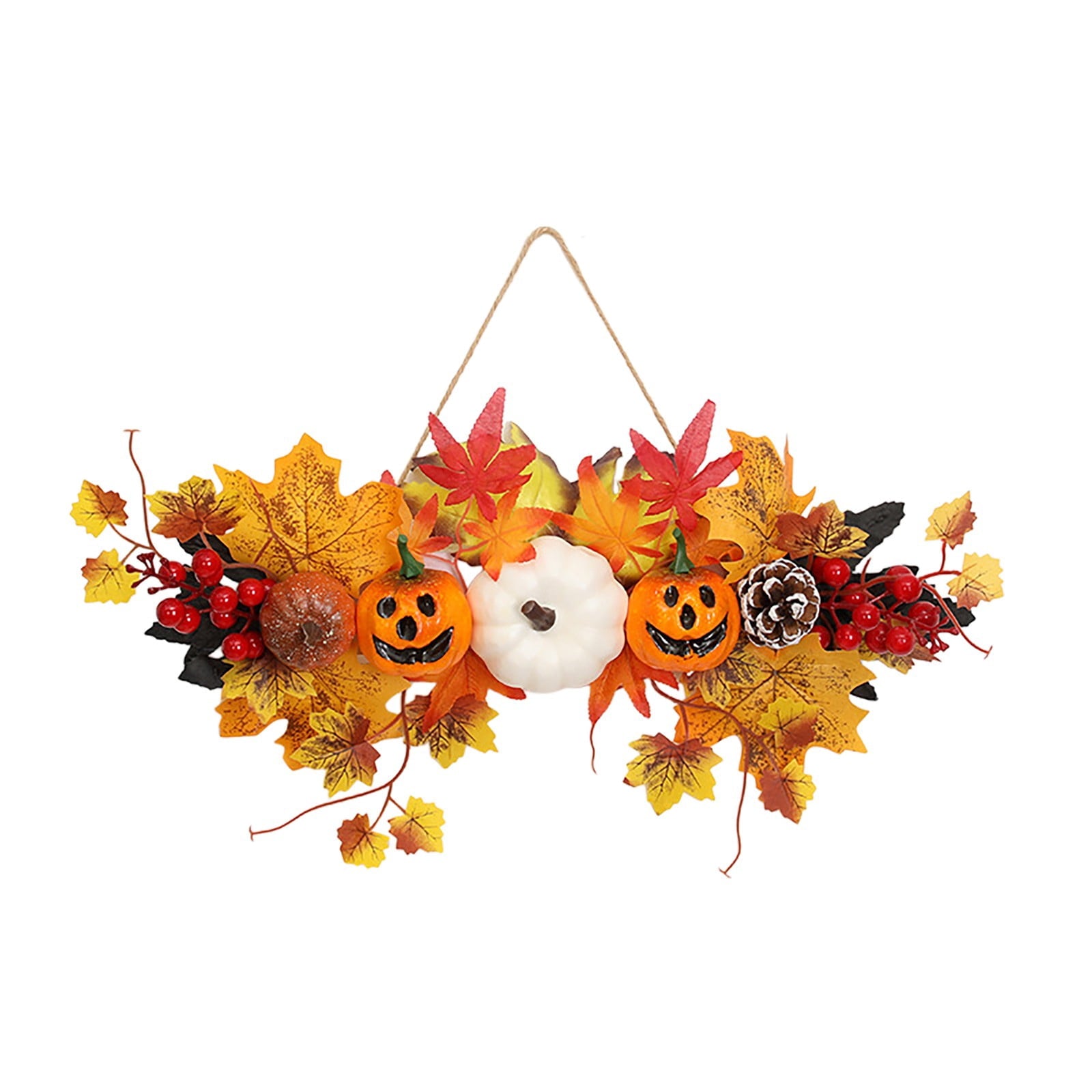 Spooksy™ Gaecuw Halloween Pumpkin Maple Leaf Hanging Decor Fall Festival Wall Ornament for Front Door Party Indoor Supplies