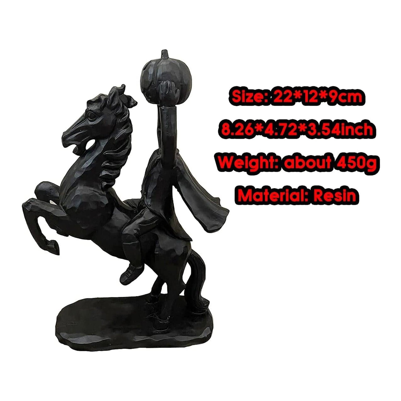 Spooksy™ Desktop Ornament Headless Horseman Resin Statue for Halloween Home Display, 22x12x9 cm, Black