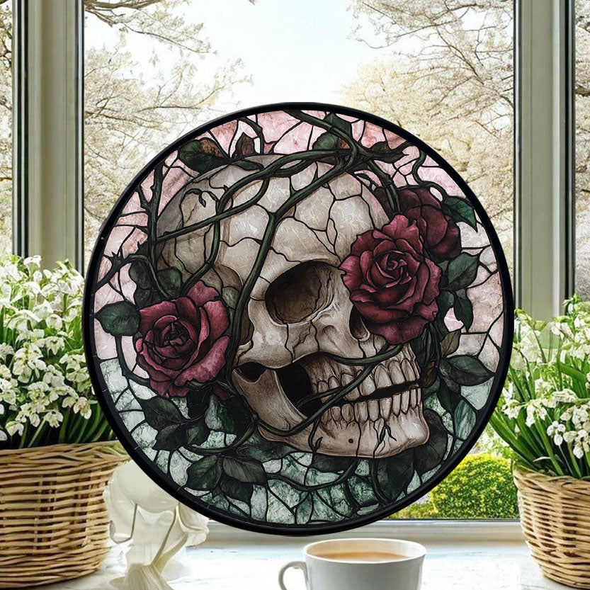 Spooksy™ Halloween Skull Roses Stained Glass Window Hanging, Festival Gift Ornament, Motherâ??S Day Keepsake, Valentineâ??S Day Decor, Christmas Ornament Gift, Keepsake 2025