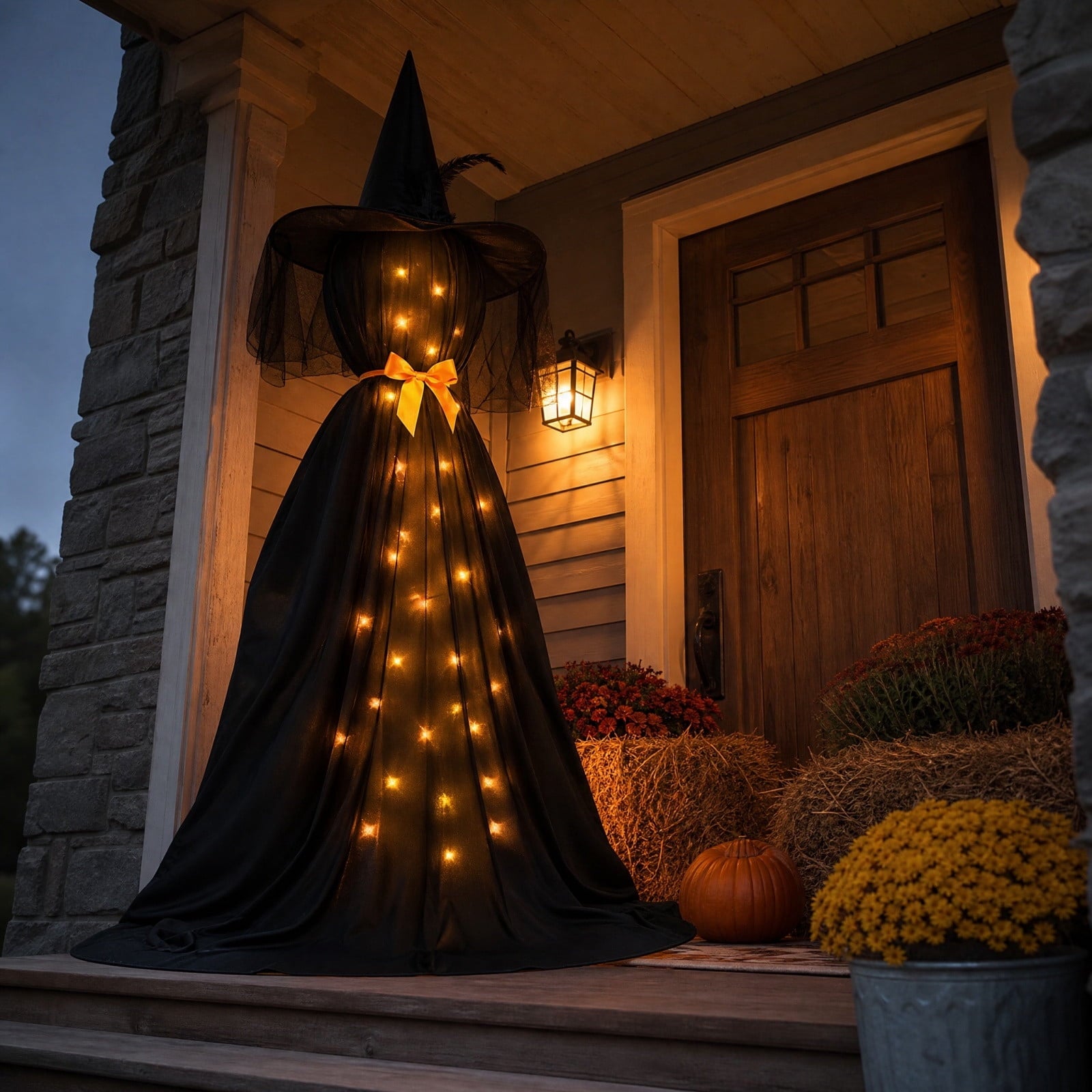 Spooksy™ Qwtwty Glowing Halloween Ghost Decoration with LED Lights, Large Witch Ghosts Halloween Ornaments for Front Yard Patio Garden Party Decor Indoor Outdoor