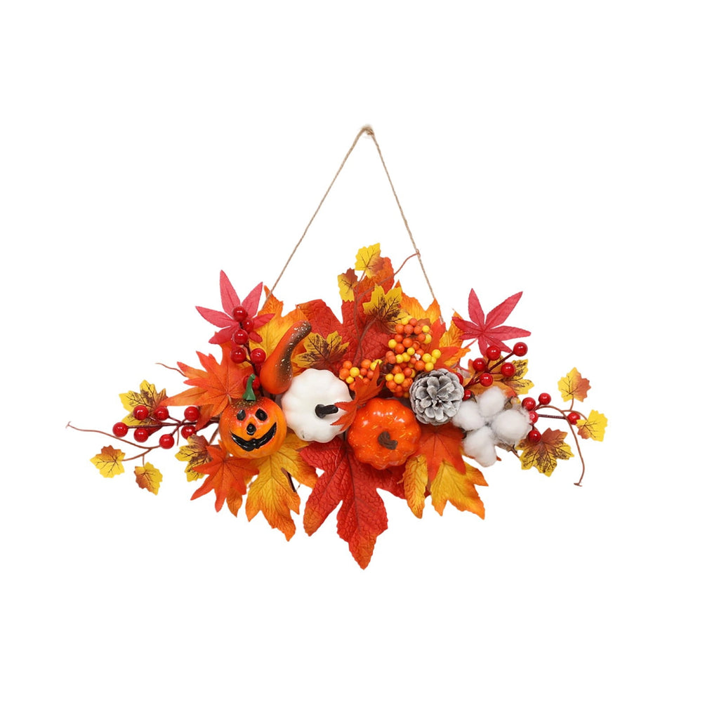 Spooksy™ Gaecuw Halloween Maple Leaf Pumpkin Wall Hanging Ornament Fall Festival Decor for Front Door Party Indoor Supplies