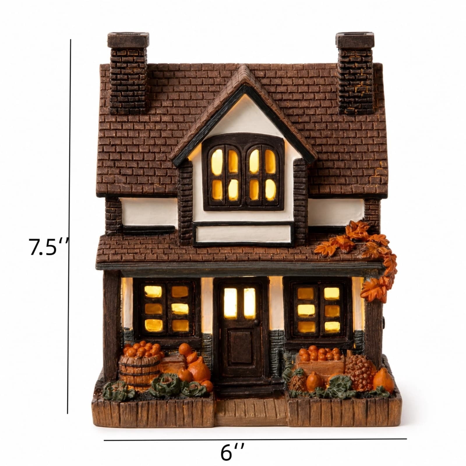 Spooksy™ Light Up Halloween House Tabletop Decor, LED Spooky Resin House with Witch Ghost Pumpkin Scene, Glowing Decoration for Mantel Shelf Party