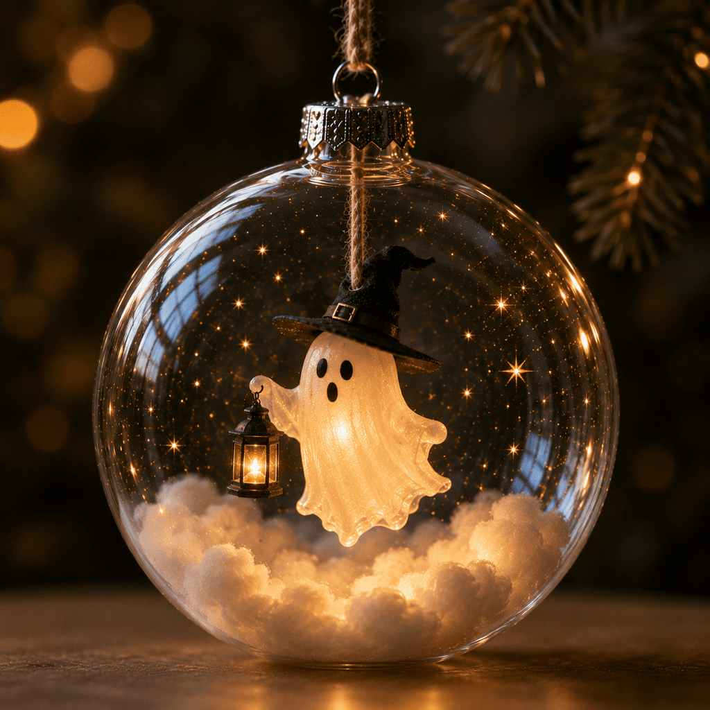 Spooksy™ Halloween Decorations Tree Ornaments Collection-Glowing Halloween Ornament Collection â?? Cat, Witch, Pumpkin & Ghost Baubles