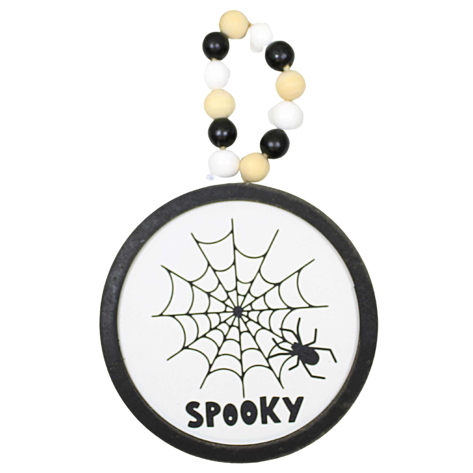 Spooksy™ Ganz Fun Halloween Disk Ornaments - Three Hanging Disk 7.75 Inch, Wood Pulp - Pumpkin Spider Hocus Pocus