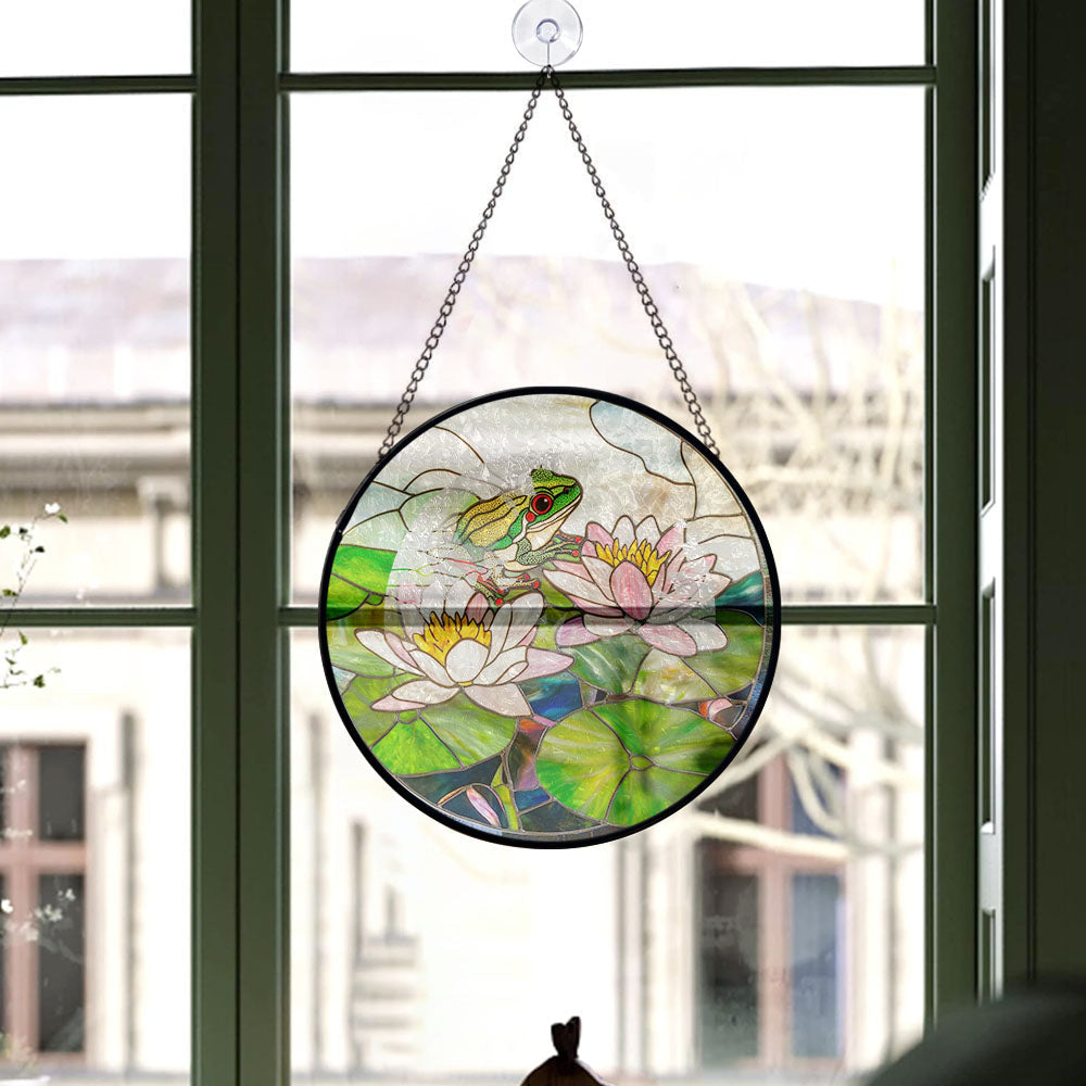 Spooksy™ Top Christmas Gifts - Frog Lotus Halloween Christmas Stained Glass Hanging Ornament - Twinkling Lights Holiday Tree Decor, Xmas Gift for Mom, Dad, Friends, Family