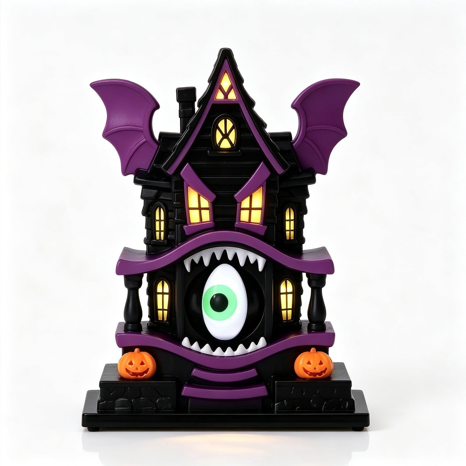 Spooksy™ Light Up Gothic Monster House Figurine, Built In Warm Internal Illumination Castle Decor, Anti Toppling Detailed Sculpted Desktop Ornament for Household Indoor Halloween Party Display