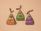 Spooksy™ Gerson Halloween Decor - Trick Treat Burlap Candy Corn Ornaments 3pc Set