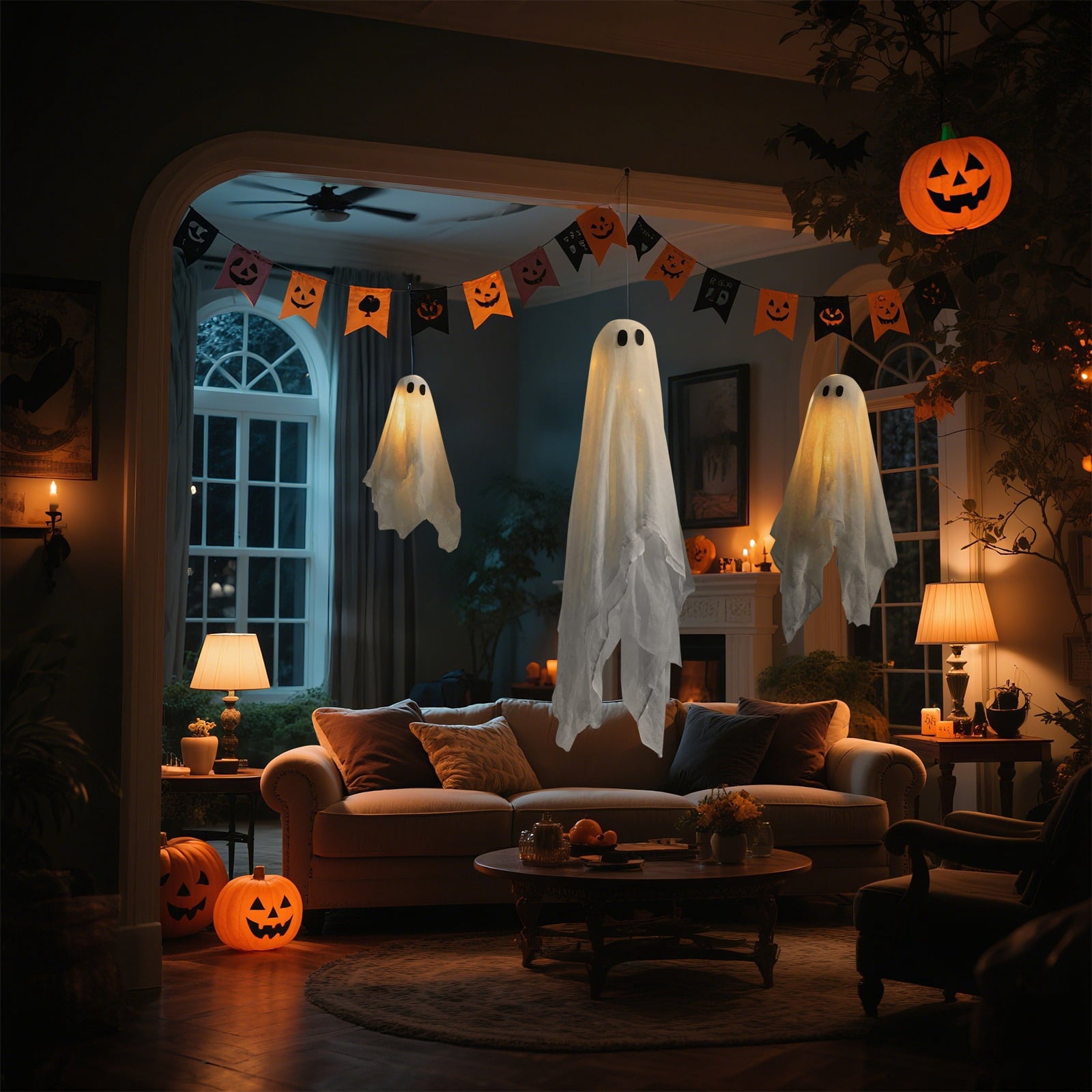 Spooksy™ 3 Piece Halloween Glowing Hanging Ornaments, Horror Cute Glow Decor for Indoor Outdoor, Festive Atmosphere Pendants for Porch Window Tree Party