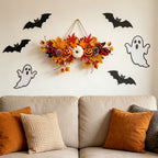 Spooksy™ Gaecuw Halloween Pumpkin Maple Leaf Hanging Decor Fall Festival Wall Ornament for Front Door Party Indoor Supplies