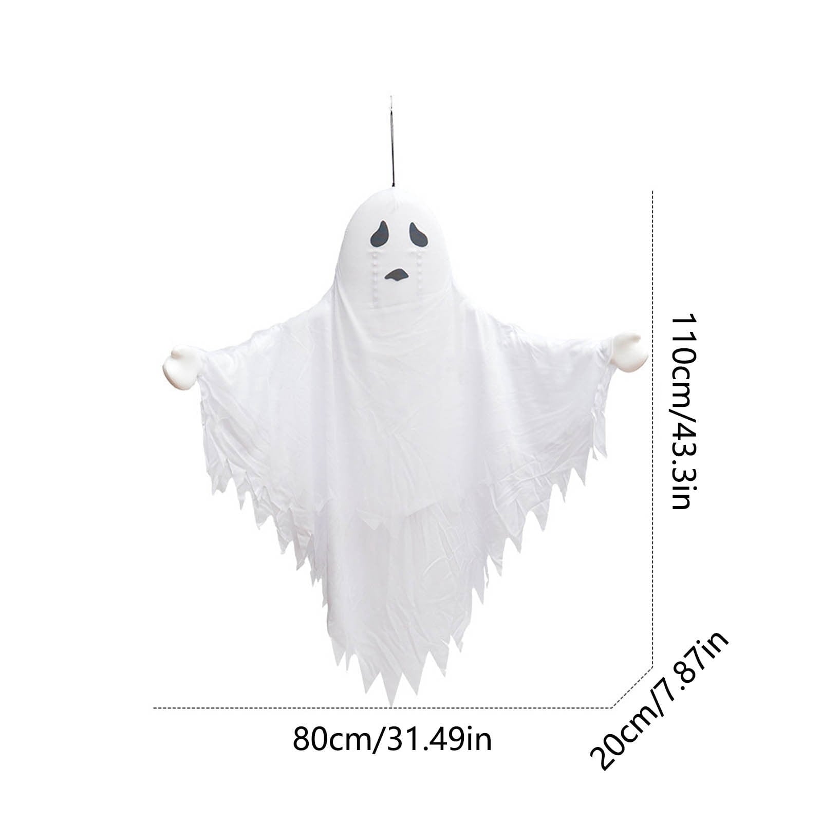 Spooksy™ Roiihwy Halloween Decorations White Ghost Ornament, Voice Activated Talking, Indoor Outdoor Decorative, 43.3x31.5x7.9in Multicolor
