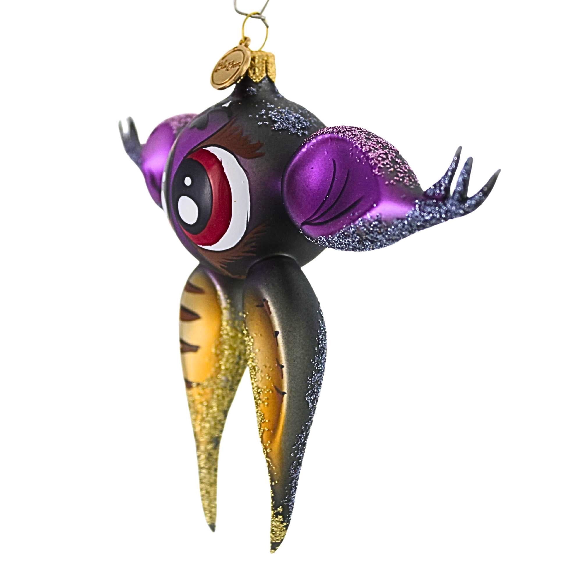 Spooksy™ Blubom 4.25In Midnight Amethyst Bat, Glass, Ornament Halloween 2022120H