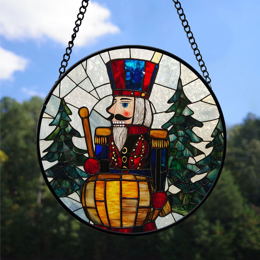 Spooksy™ Christmas Gift - Christmas Wooden Nutcracker Halloween Christmas Stained Glass Hanging Ornament - Evergreen Holiday Tree Decoration, Gift for Family & Friends