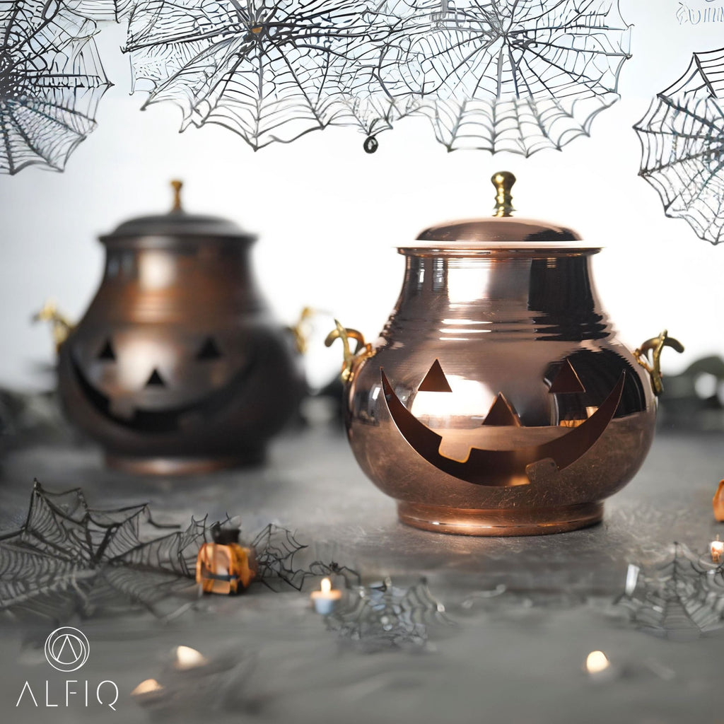 Spooksy™ Handmade Copper Pumpkin Ornament, 4x4 Inch Fall Wall Decor with Hanger for Thanksgiving, Halloween, and Harvest Home Decor Gift