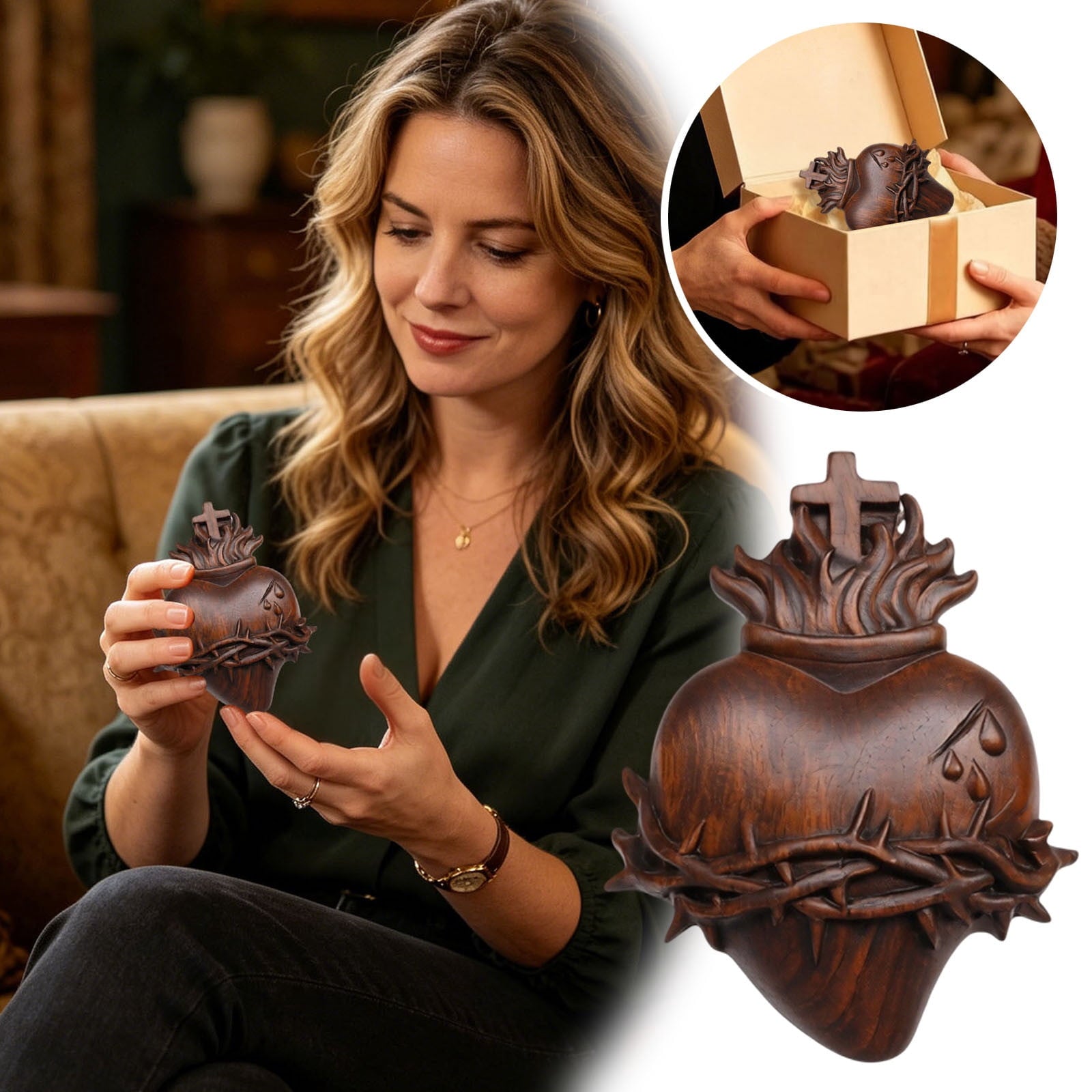 Spooksy™ Nnndbs Halloween Heart Resin Ornament Figurine, Spooky Love Heart Decor for Tabletop Shelf Home Office Gothic Party`
