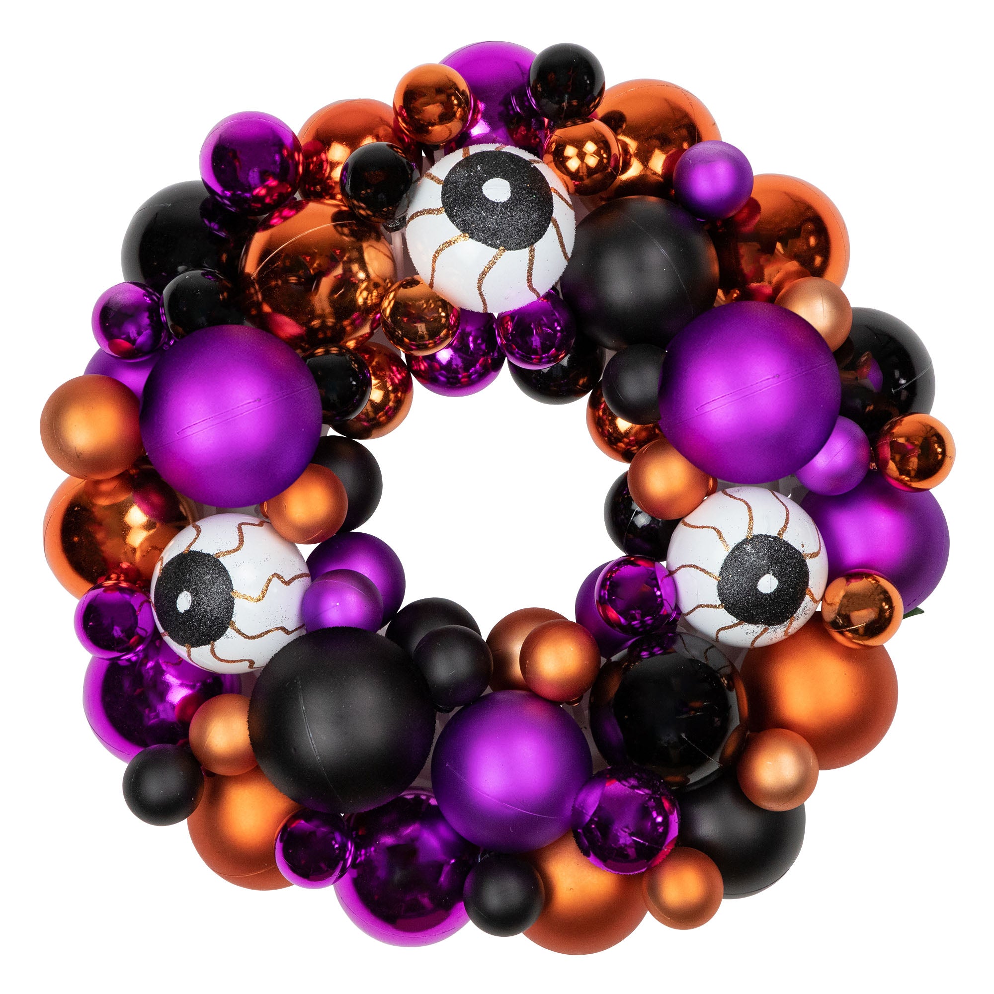 Spooksy™ Northlight Eyeballs and Shatterproof Ornaments Small Halloween Wreath - 13" - Purple and Black -