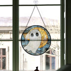 Spooksy™ Premium Christmas Gift - Halloween Scary Ghost Spookys Holiday Stained Glass Hanging Ornament - Festive Christmas Tree Decor, Seasonal Gift for Mom, Dad, Friends, Family