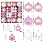 Spooksy™ Pink White Christmas Balls - Christmas Tree Decoration Ornaments Shatterproof Hanging Balls for Birthday Halloween Holiday Wedding Decorations Set of 44 pcs (1.1", 2.3")