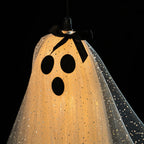 Spooksy™ Halloween Hanging Ghost Witch Hat Decorations 2 Pack Couple Ornaments, Outdoor Yard Garden Hanging Decor With Bow And Cauldron Accents, Front Porch Holiday Party Decoration