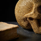 Spooksy™ GIPQJK Summerween Halloween Diamond Resin Skull Gold, Rhinestone Embellished Skeleton Head Ornament for Party Home Decor Desktop Display Gold