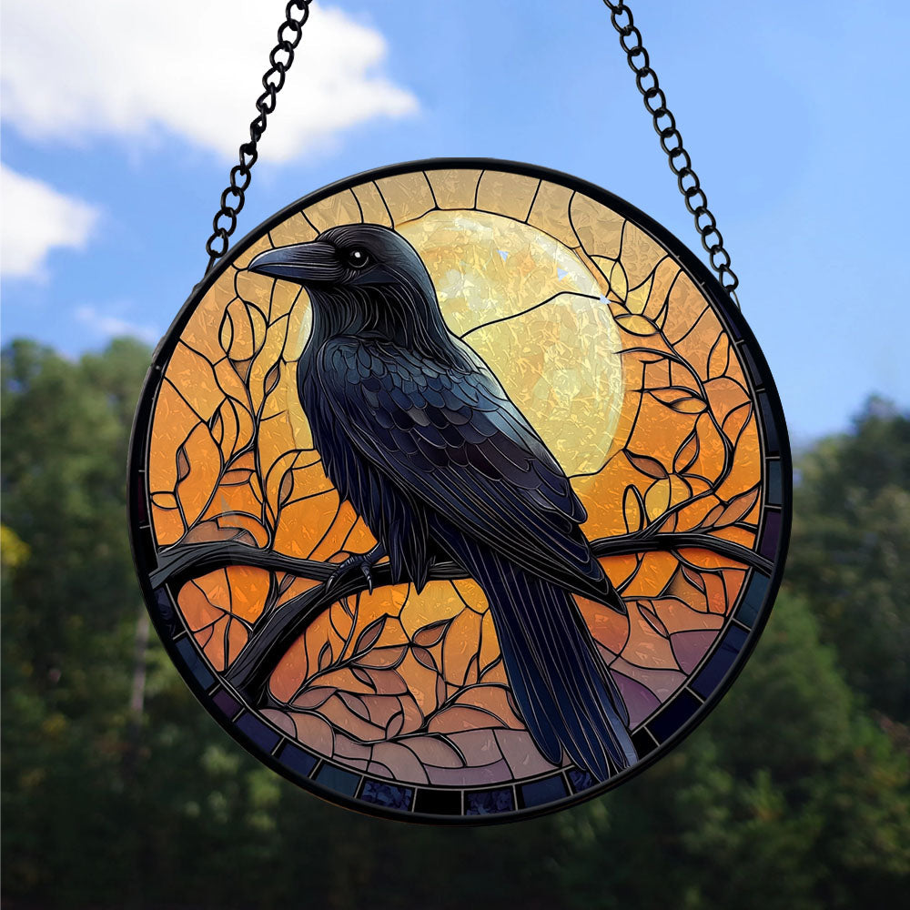 Spooksy™ Neighbor Christmas Gift - Halloween Raven Christmas Stained Glass Hanging Ornament - Heirloom Holiday Tree Decor, Xmas Gift for Family & Friends, Keepsake 2025