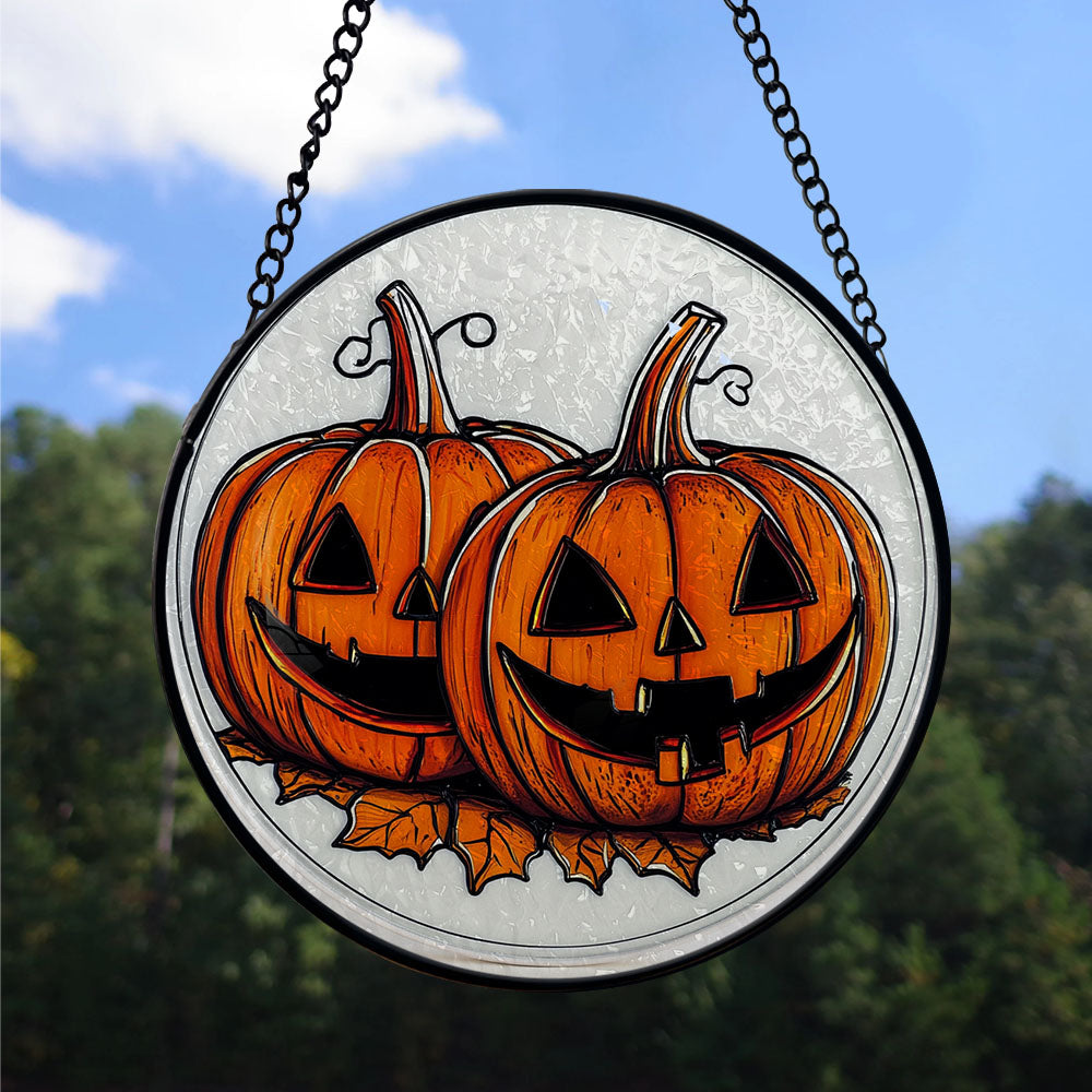 Spooksy™ Hobby Christmas Gift - Halloween Evil Pumpkin Monster Spookys Christmas Stained Glass Hanging Ornament - Modern Tree Decor, Christmas Gift for Mom, Dad, Friends, Family