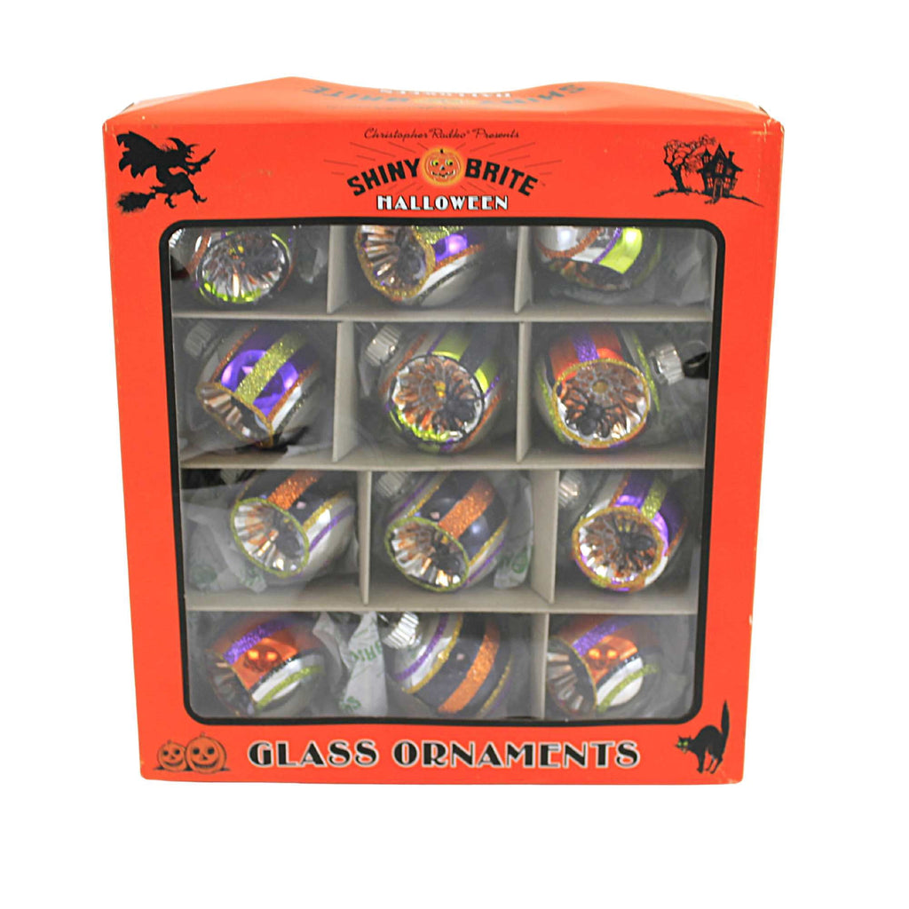 Spooksy™ Shiny Brite Rounds With Spider Reflectors Ornament Halloween Striped 4028050