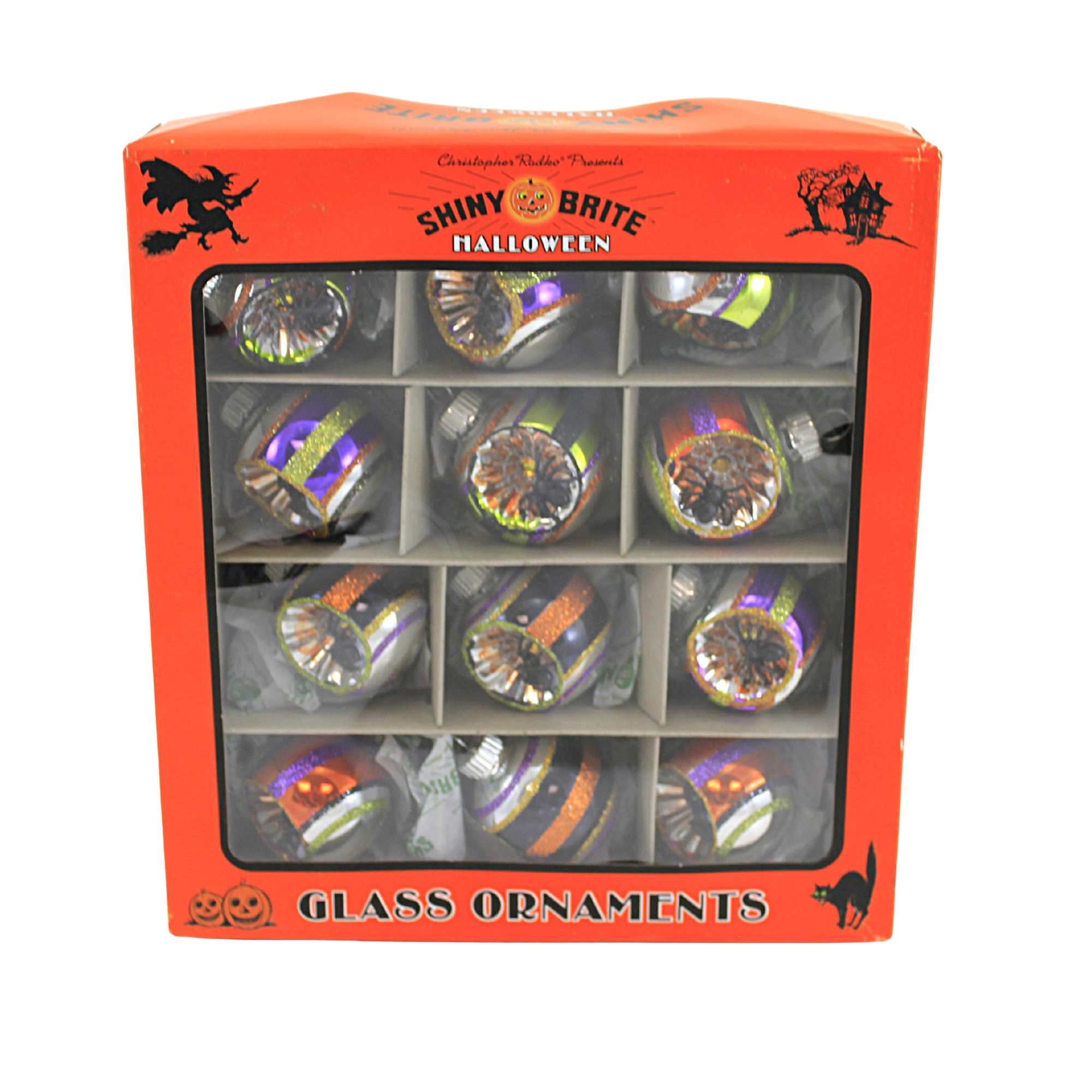 Spooksy™ Shiny Brite Rounds With Spider Reflectors Ornament Halloween Striped 4028050