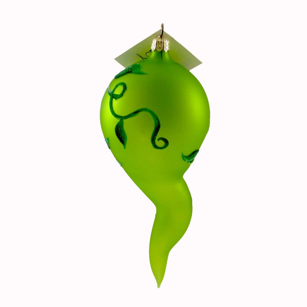 Spooksy™ Laved Italian Ornaments PUMPKIN GHOST WITH LEAVES Glass Halloween Carved