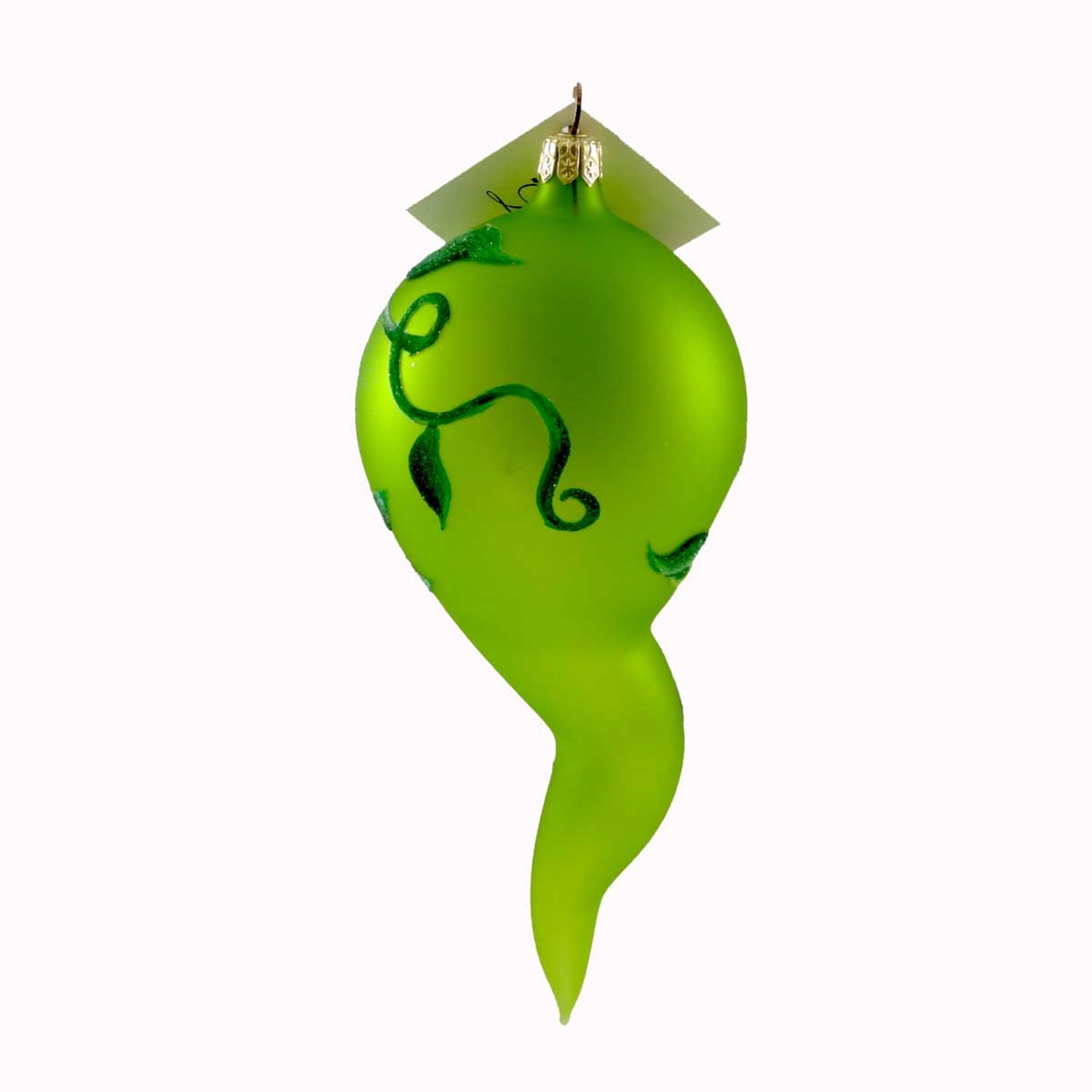 Spooksy™ Laved Italian Ornaments PUMPKIN GHOST WITH LEAVES Glass Halloween Carved