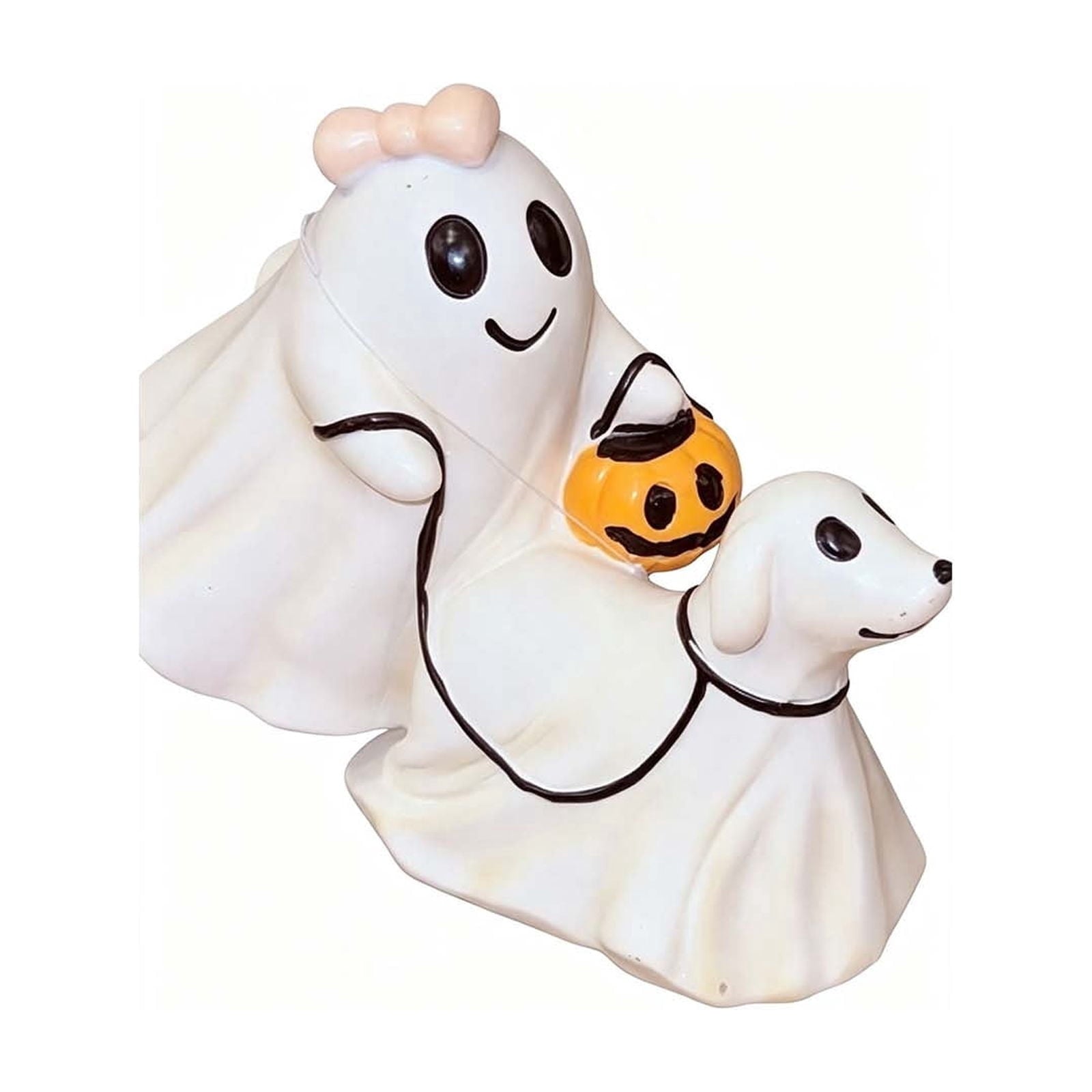 Spooksy™ Vintage Halloween Ghost Statue, Resin Gothic Figurine Ornament with Classic Spooky Character Design, Handcrafted Tabletop Decoration for Shelf Mantel Coffee Table Bar Holiday Party Home Display-A